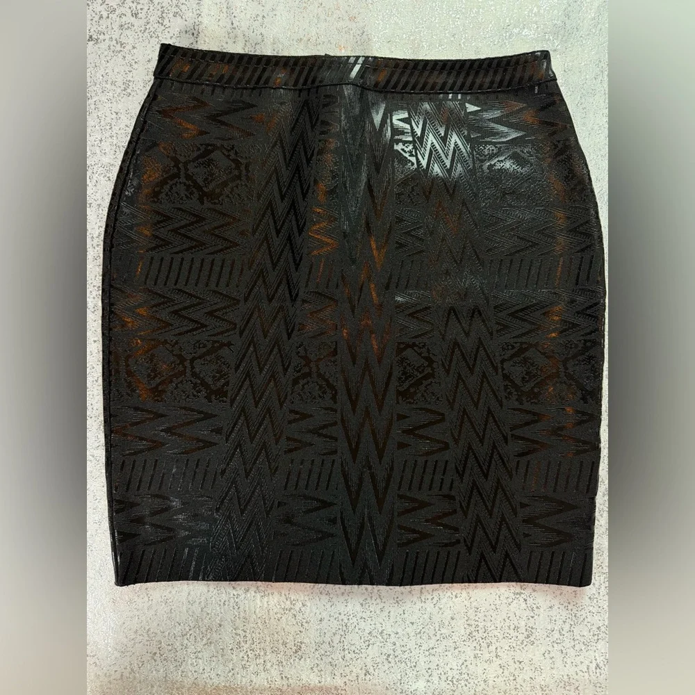 Deb Shops Black Jacquard Stretch Pencil Skirt XL